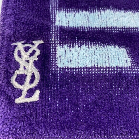 Yves Saint Laurent Fingertip Towel Purple Blue Geometric Fieldcrest USA Vintage - Picture 2 of 8